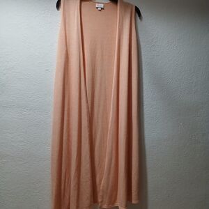 Lularoe size S peach Sleeveless Open Cardigan